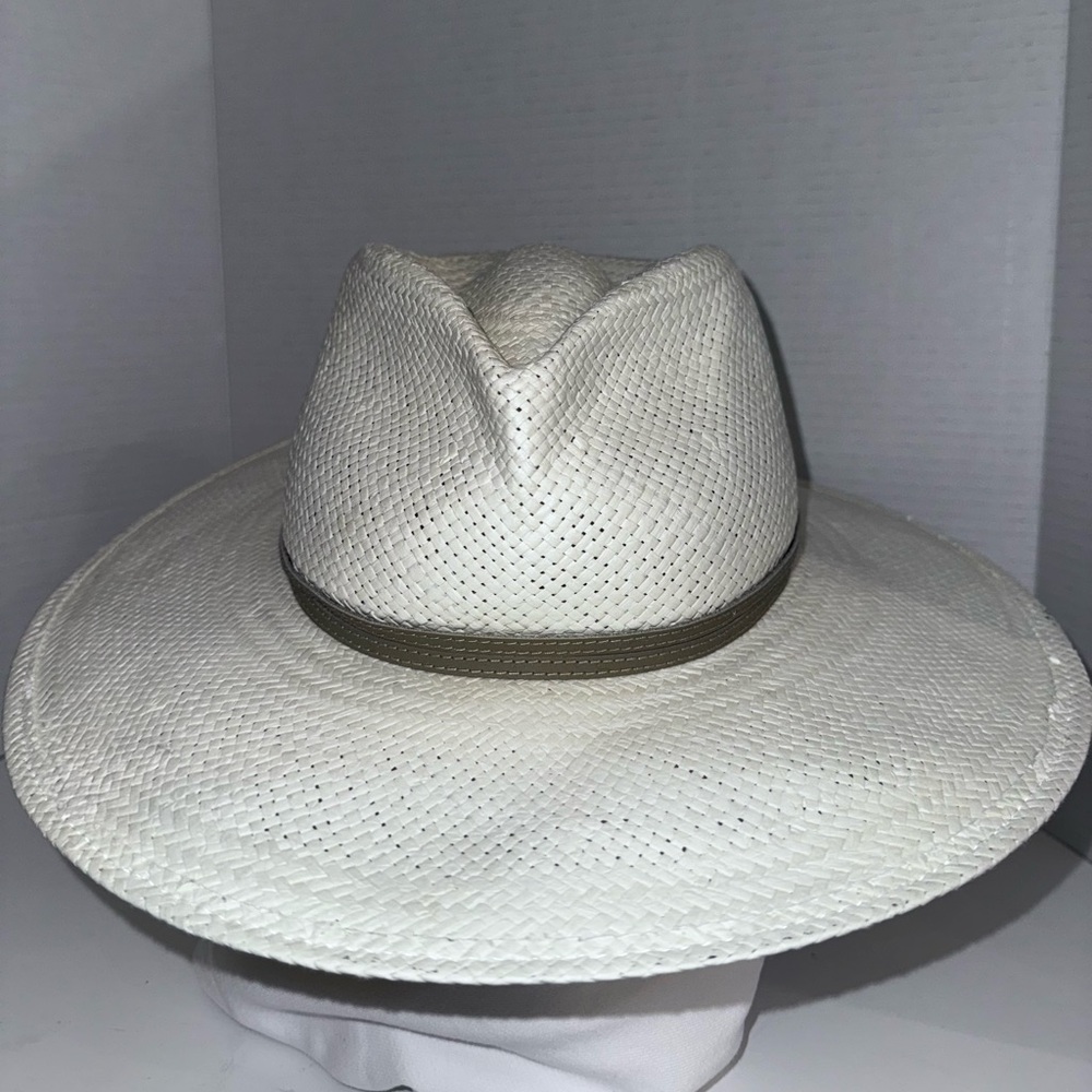 Janessa Leone Jude Bleach Straw Fedora Sun Hat M - Picture 2 of 5